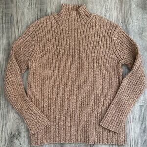 Vintage Lauren Ralph Lauren Women's Ribbed Knit Sweater - Tan. Sz XL